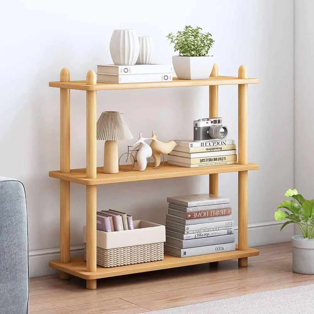 Home Office Bookshelves - 3-stufiges Holz-Bücherregal - Offenes Aufbewahrungsregal für