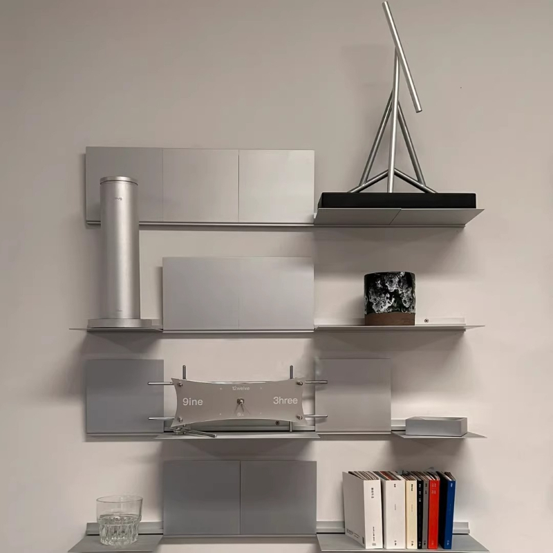 Rolling File Cart - Wandmontiertes Aluminium-Klappregal Bauhaus Schwebendes Ausstellungsregal für
