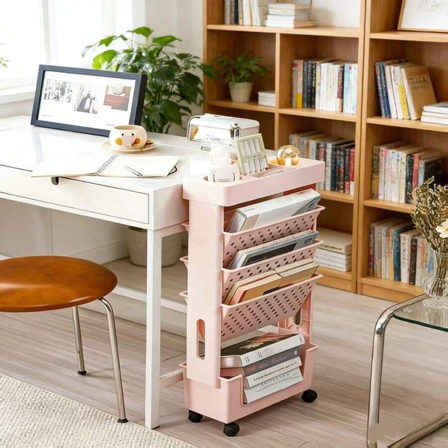 Rolling File Cart - 5-stufiger Rollwagen mit perforierten Regalen –