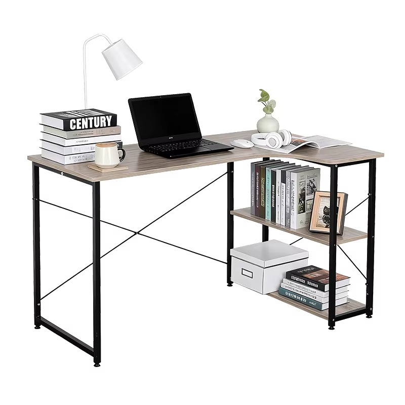 Home Office Bookshelves - L-förmiger Eckschreibtisch mit integriertem Bücherregal, wandmontiertem