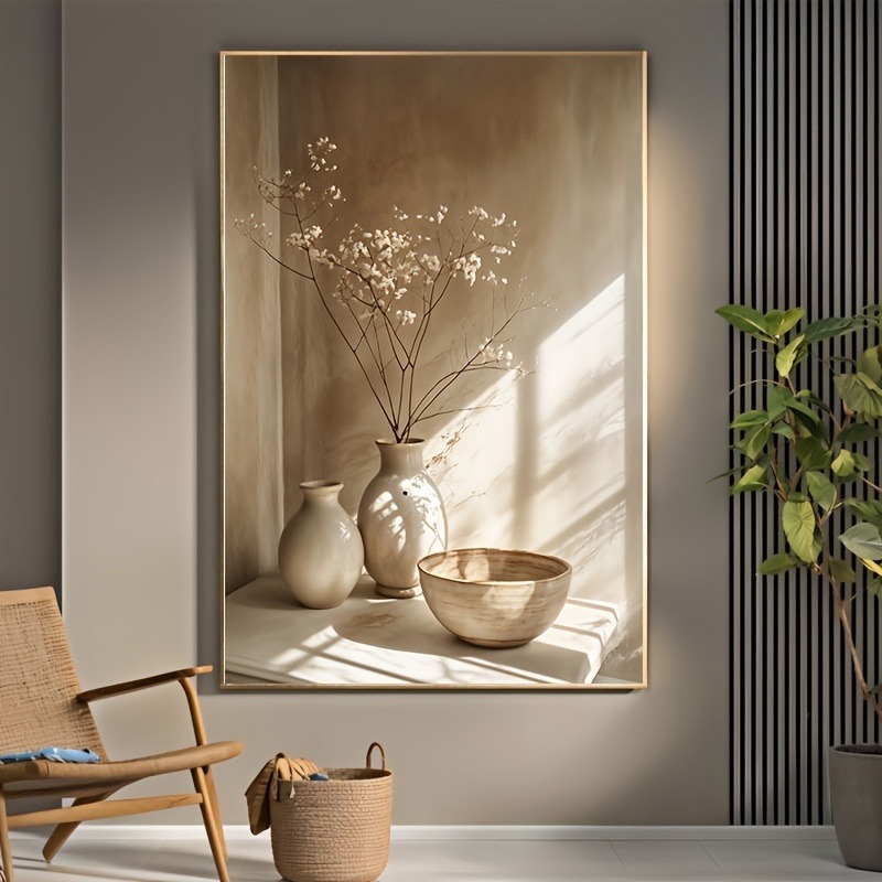 Home Office Photos - Art Deco Retro Blumenvase Leinwand-Wandkunstdruck, Rahmenloses