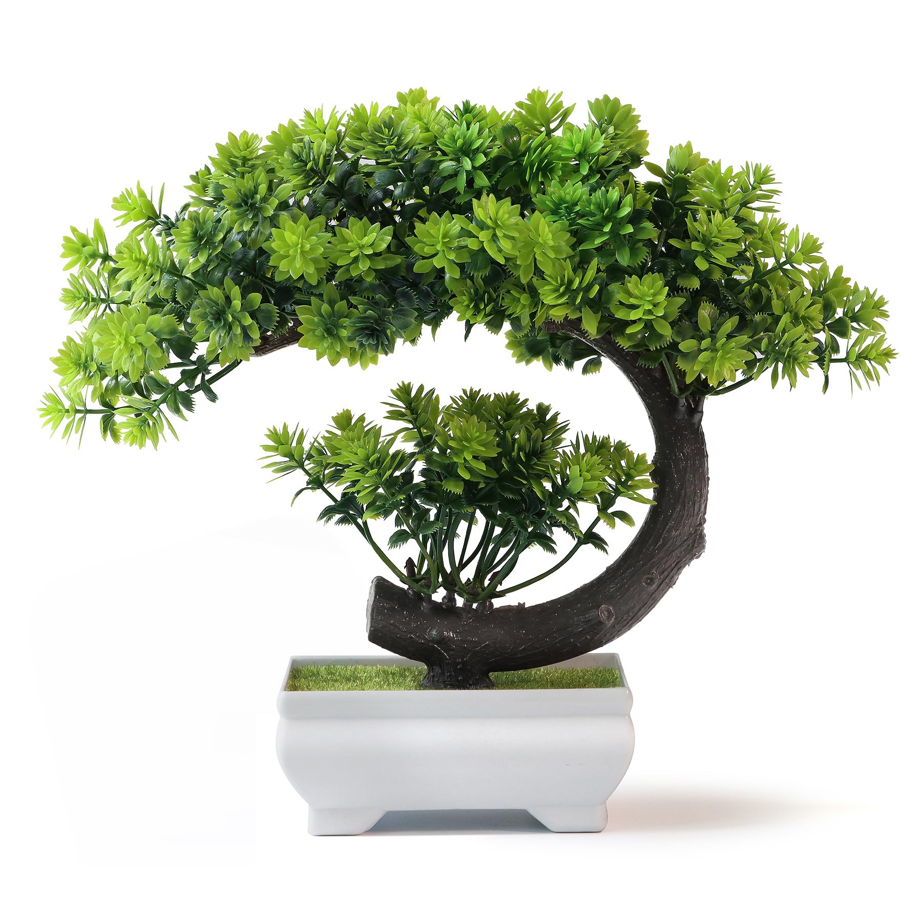 Home Office Bookshelves - Uflower Kleine künstliche Pflanzen, grüner Kunststoff-Topf-Bonsai