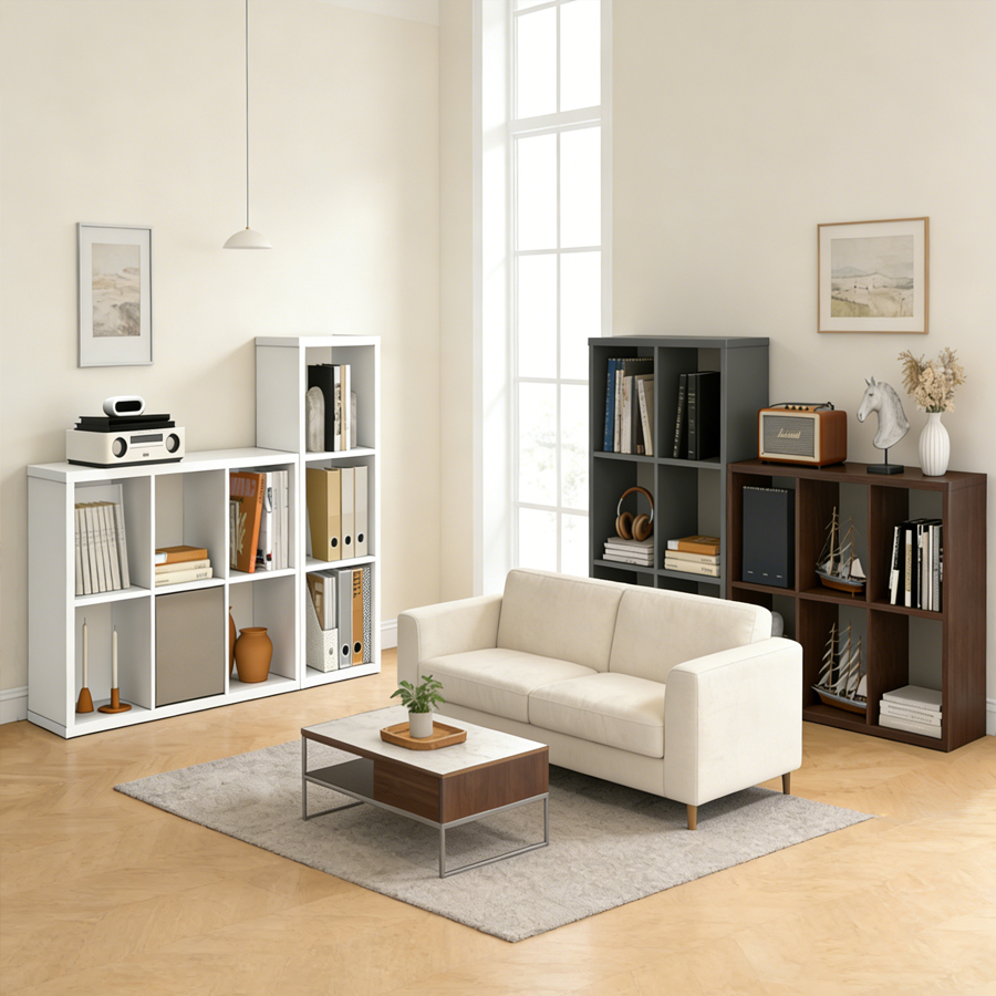 Bookcase Wood Shelf - 2026 Holzregal mit dickem Rahmen, 2/3