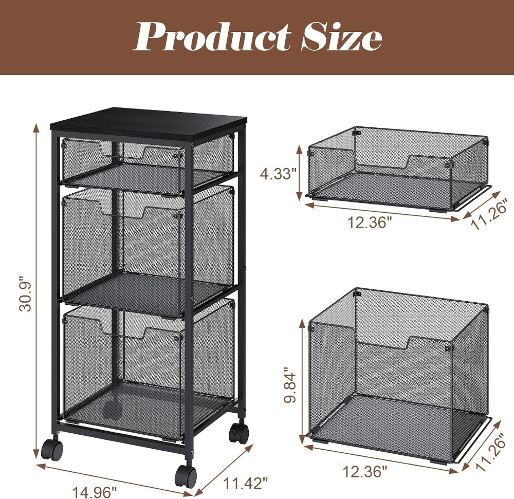 Mobiler Aktenschrank mit 3 Sch – Rolling File Cart Bewertung und Preis
