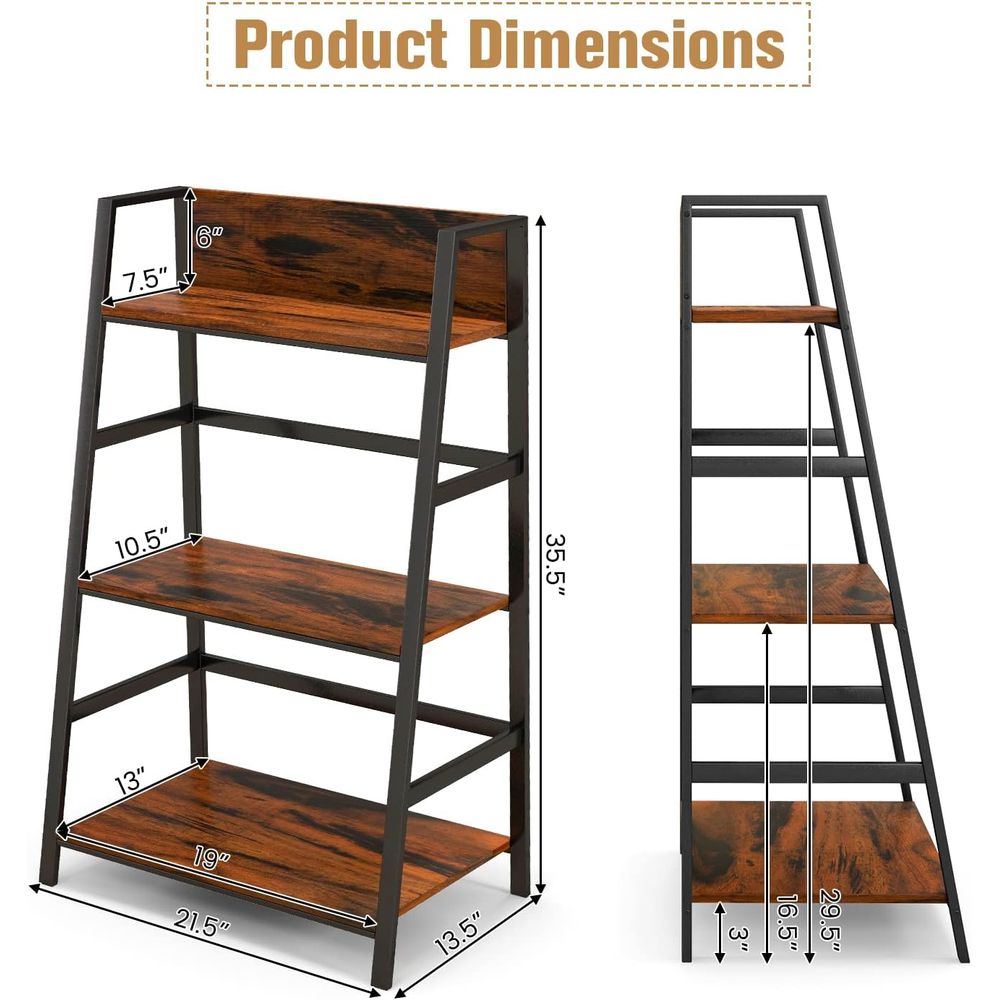 3-stöckiges Holz-Industrie-Büc – Home Office Bookshelves Bewertung und Preis