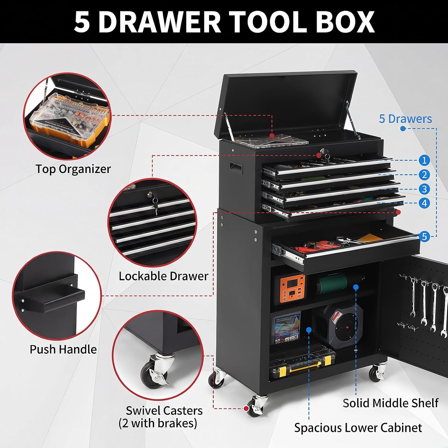 5-Schubladen-Rollwerkzeugschra – Rolling File Cart Bewertung und Preis