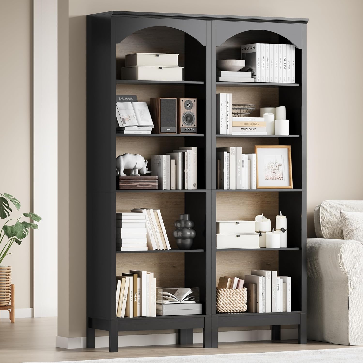 Bogenförmiges Bücherregal mit  – Bookcase Wood Shelf Bewertung und Preis