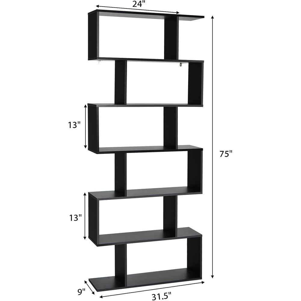 6-stufiges S-förmiges Holz-Büc – Bookcase Wood Shelf Bewertung und Preis