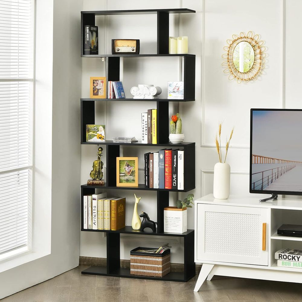 6-stufiges S-förmiges Holz-Büc – Bookcase Wood Shelf Bewertung und Preis